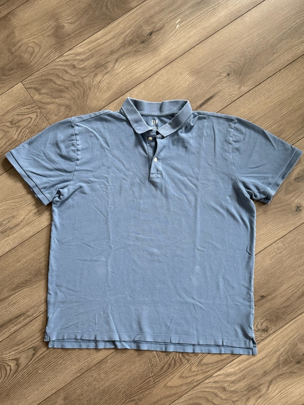 Mens Gap Pique Polo Shirt Casual Bainbridge Blue Size Large Stretch